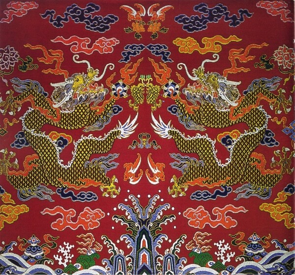 中式刺绣龙布纹贴图