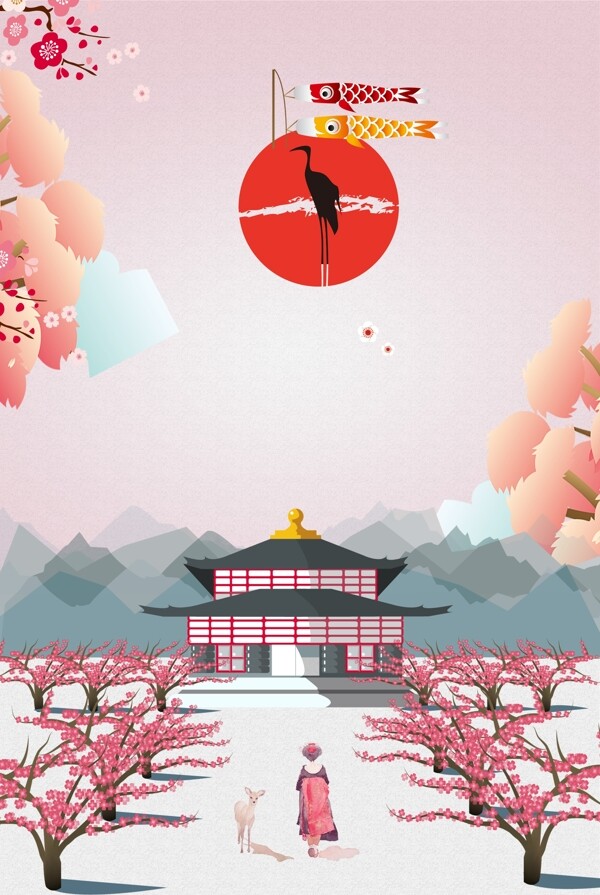 日本樱花手绘浪漫旅行