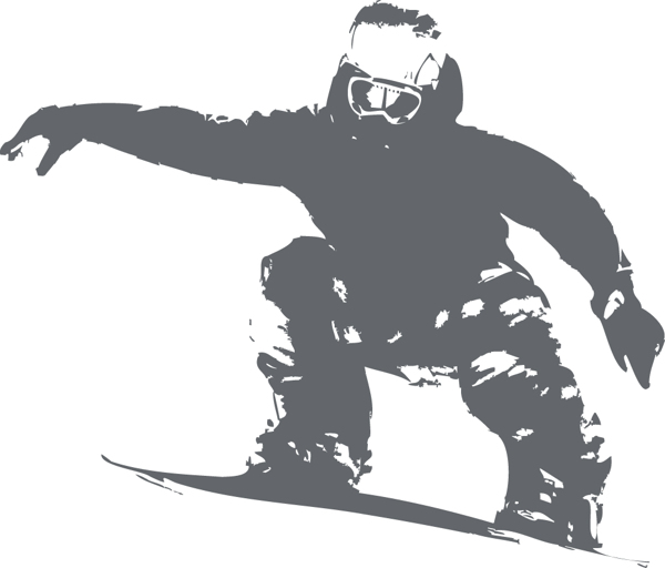 印花矢量图人物运动滑雪黑白色免费素材
