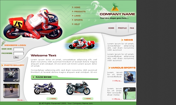 摩托车赛运动网页模板