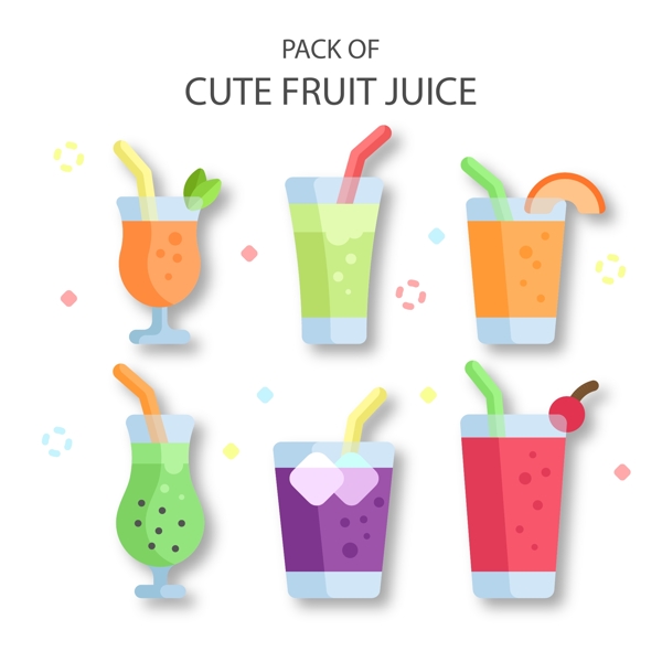 6款彩色夏季水果汁矢量