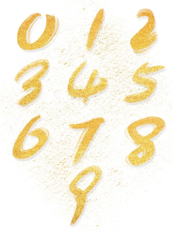金粉金色数字书法艺术字可商用字体