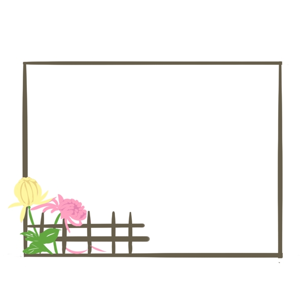菊花长方形插画边框
