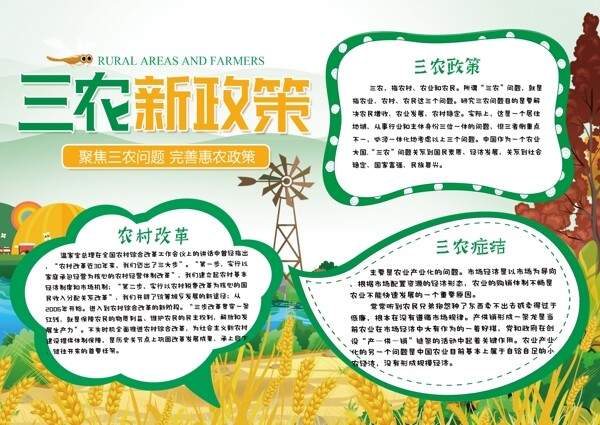 绿色清新三农新政策建设三农党政小报手抄报