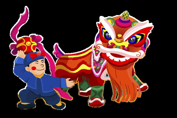 中国风卡通舞狮表演