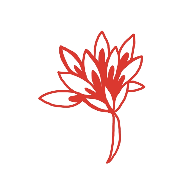 红色花朵手绘中国风元素