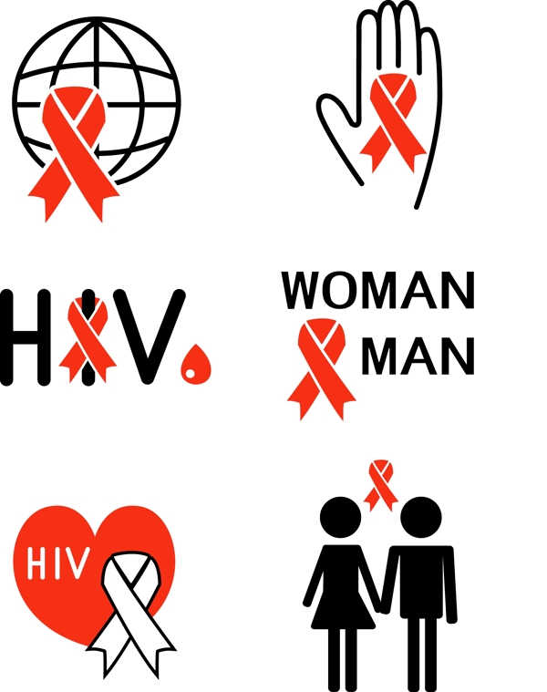 艾滋病日标志HIV矢量元素可商用