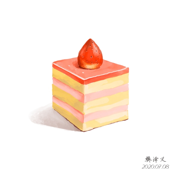 PS鼠绘草莓小方蛋糕