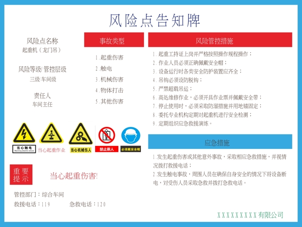 企业风险点告知牌