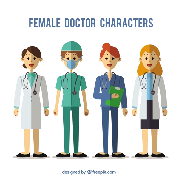 女性医生角色平面设计