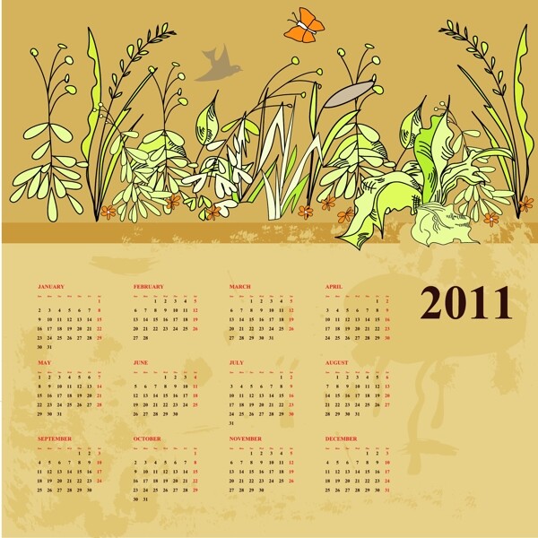 2011新年日历矢量图