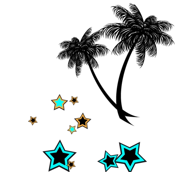 矢量椰子树星星图片