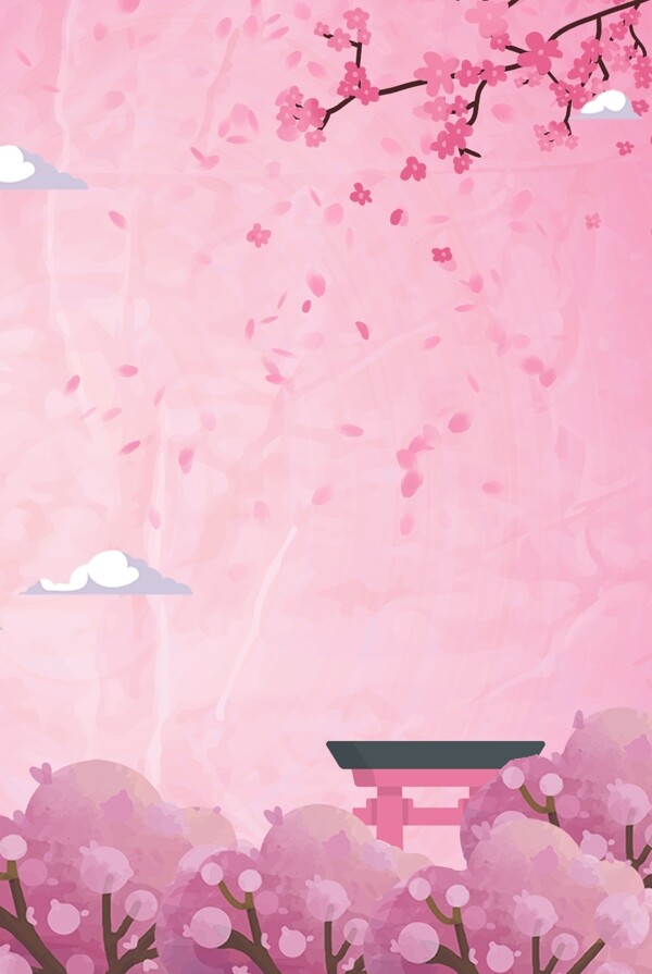 樱花季浪漫粉色背景合成