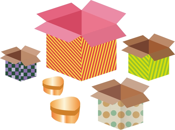 方形条纹礼物盒素材圆形可爱礼物盒包装