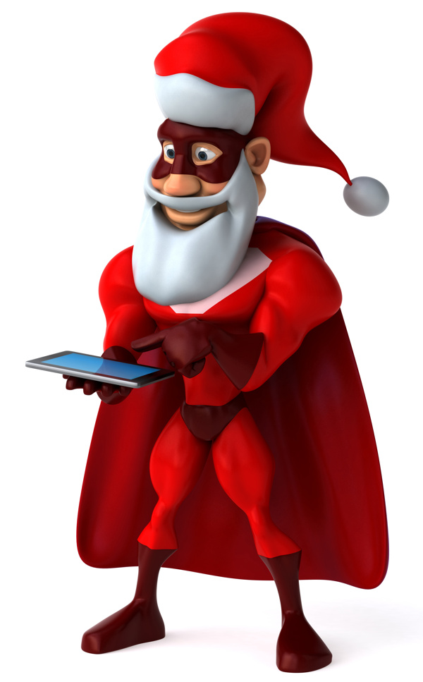 玩平板电脑圣诞老人图片