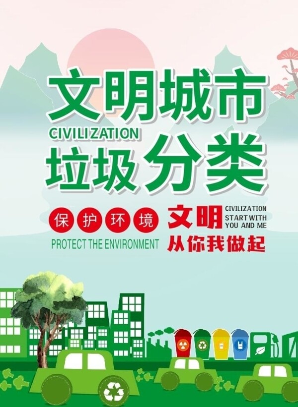 绿色生态文明城市垃圾分类益海报