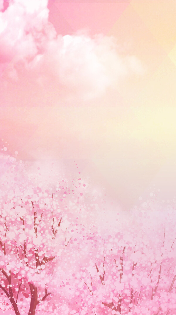 浪漫梦幻粉色花朵H5背景素材