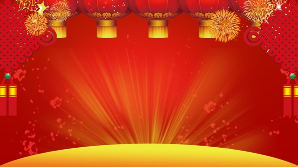 新年过年灯笼中国结焰火背景素材图片