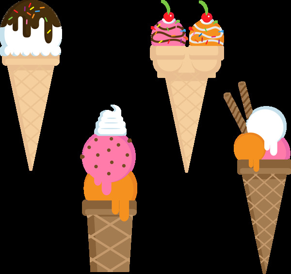 彩色圆筒冰淇淋免抠png透明图层素材