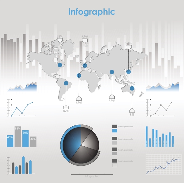 企业商务信息数据分布矢量图片