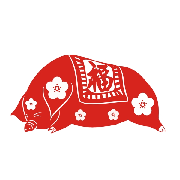 传统节日春节福字窗花猪装饰图案素材