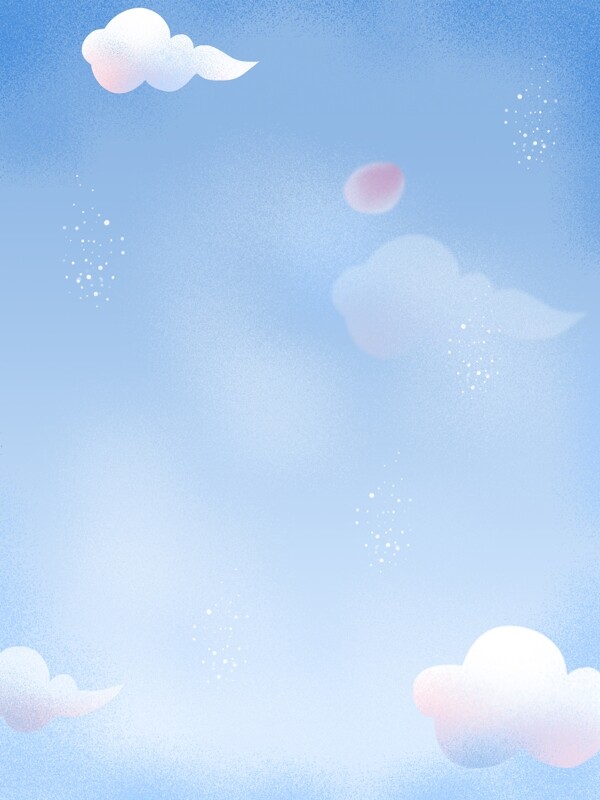 手绘蓝天上的卡通云朵背景素材