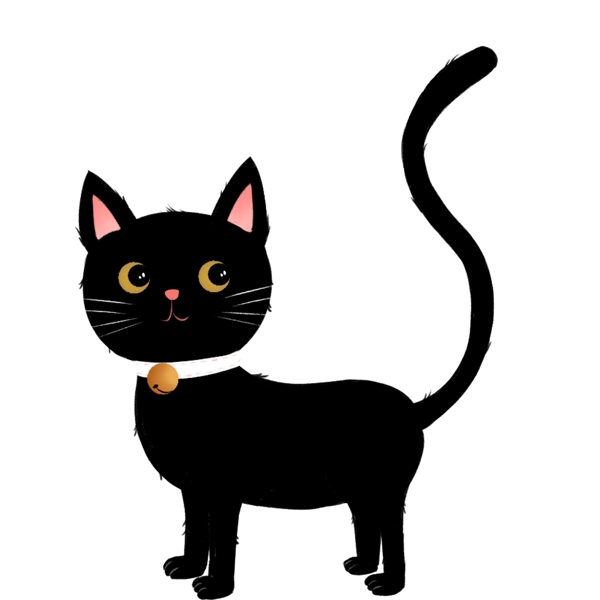 卡通黑猫图案元素