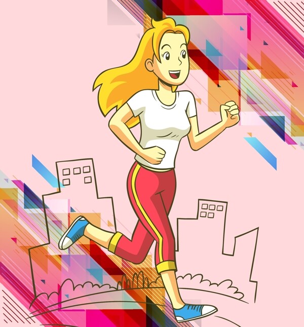 彩绘跑步健身女子