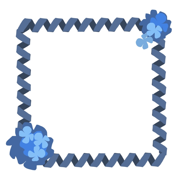 蓝色花朵花边边框