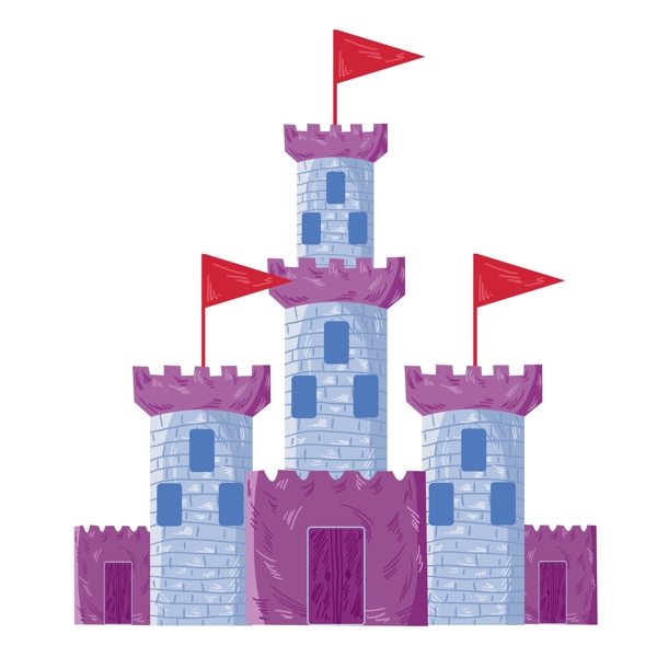 红色旗子城堡建筑