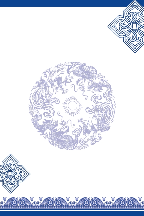 中国风古典青花瓷文理背景设计