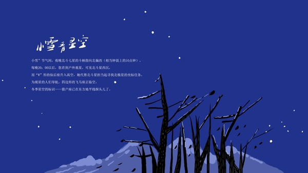 24节气小雪插画夜星空