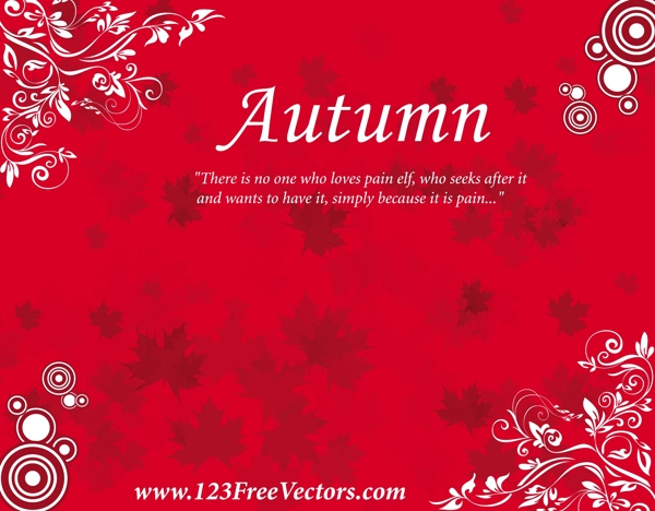 自由的秋天背景矢量图案红色背景海报图