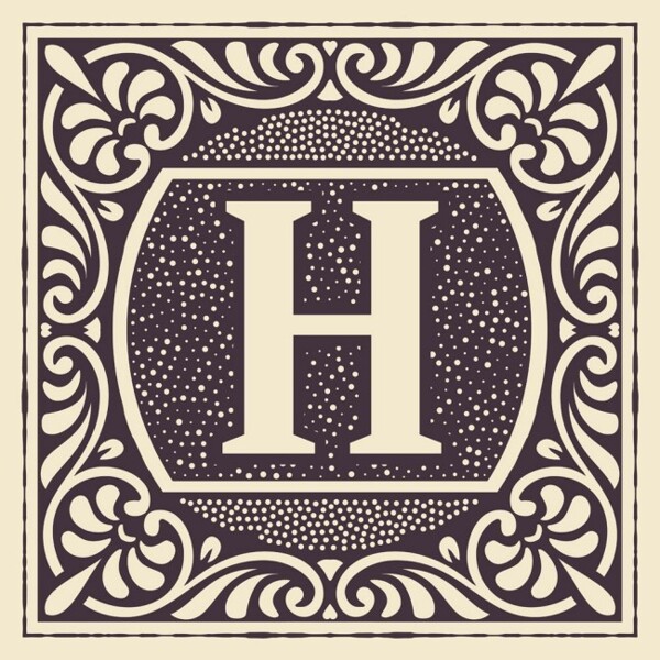 花纹字母H边框图片