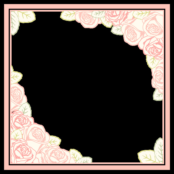 粉红玫瑰花卉边框免抠png透明图层素材