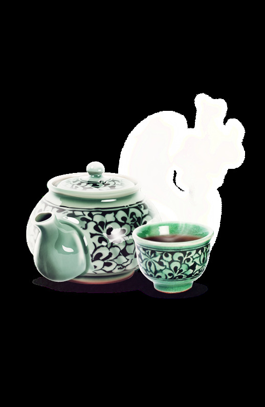 雅致淡绿色陶瓷茶具产品实物