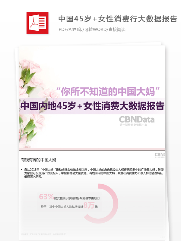 一份中国45岁女性消费大数据投资数据分析报告