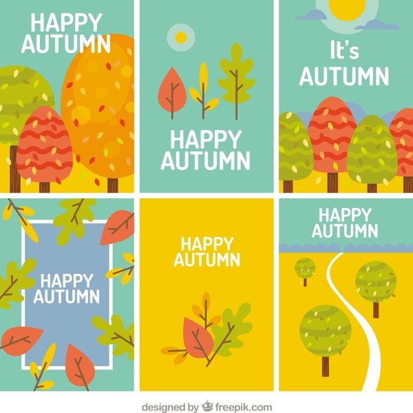 可爱的秋季风景卡片