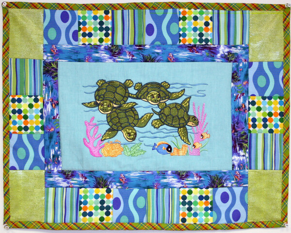 绣花动物乌龟海龟植物免费素材