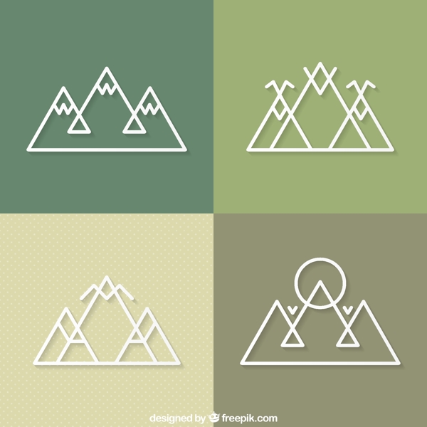 4款抽象山标志设计矢量图