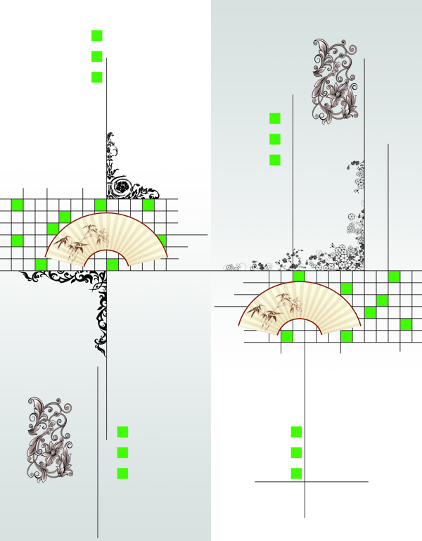 古扇之风室内墙纸背景