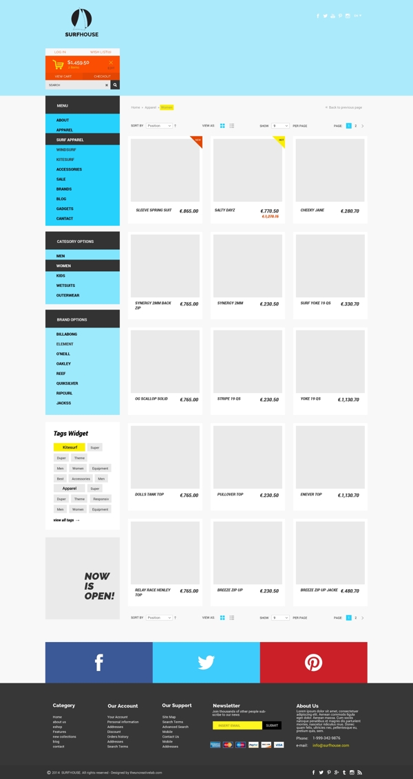 蓝色简洁时尚网页UI设计模板