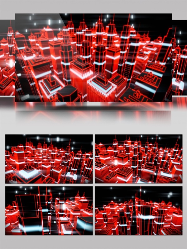 红色摩天大楼全方位影像视频素材