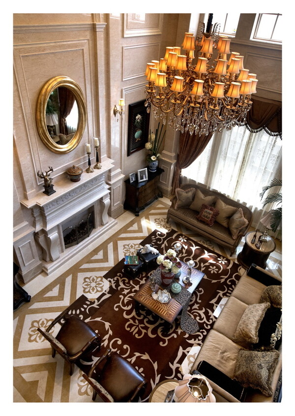 美式别墅客厅装修效果图