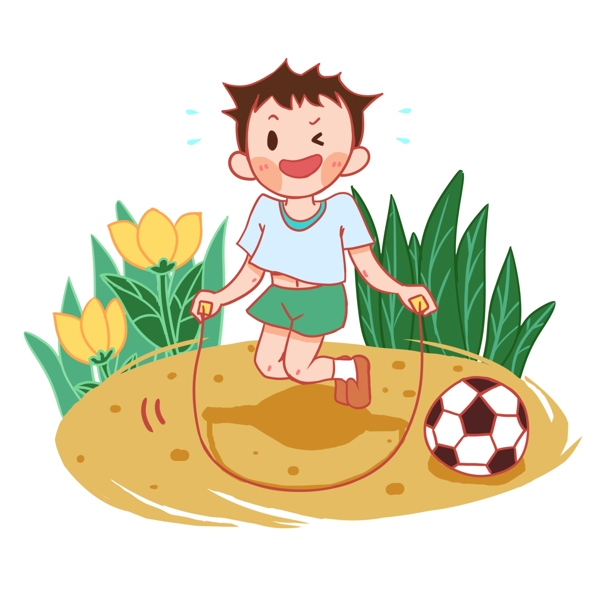儿童玩乐开心跳跳绳足球