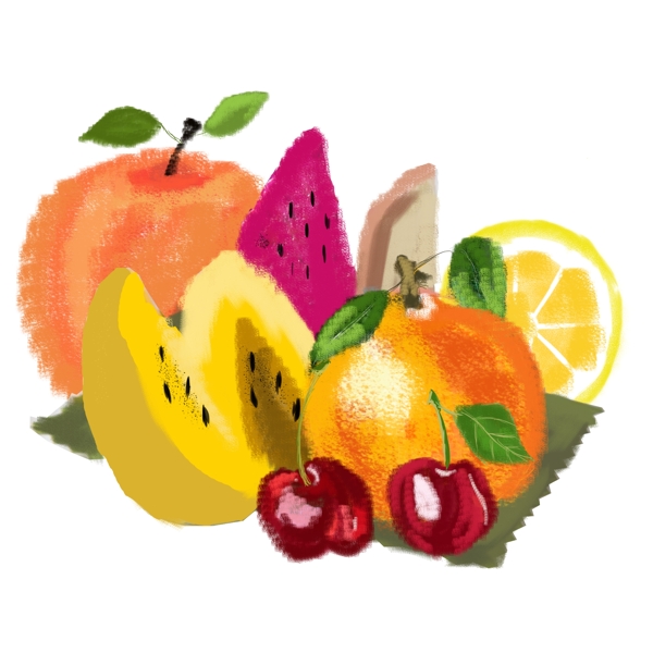 丰收节彩色水果系列水果插画销售