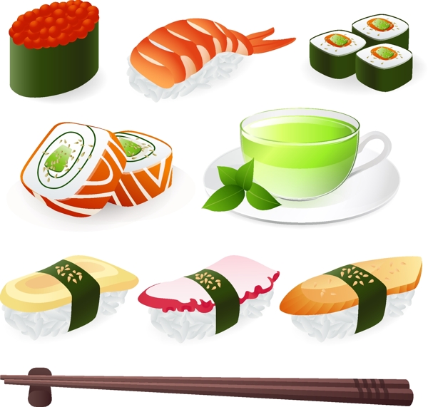 日本的寿司菜单元素矢量图02