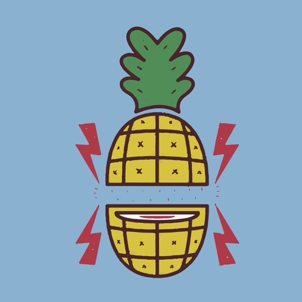 印花矢量图生活元素水果菠萝符号免费素材