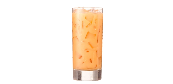玻璃杯橙色冰茶免抠psd透明素材