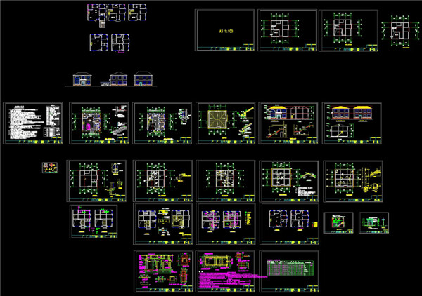二层别墅全套施工图纸cad图纸